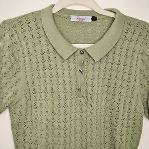 Unique Vintage Sage Green Polo Top